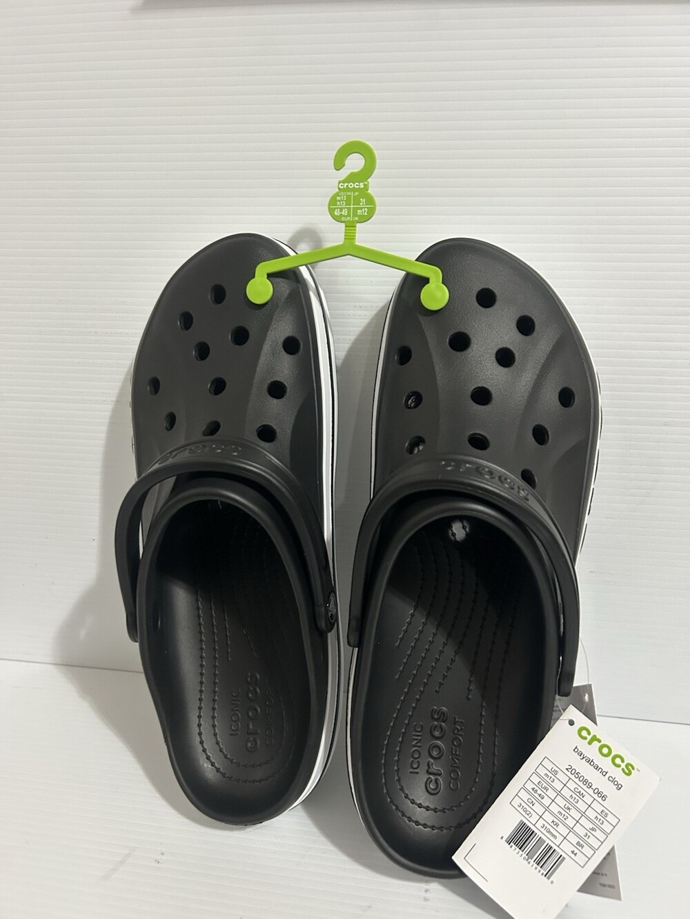 Crocs Bayaband Clog Men's US 13 Black/White Slip On Comfort M 205089-066